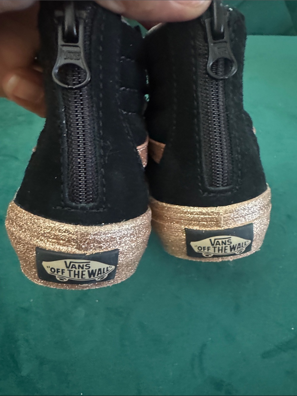 Vans Kids Black High-Top Sneakers with Gold Glitter - Picture 2 of 8